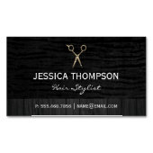 Zwarte Fluwelen | Houten Afwerking Magnetisch Visitekaartje (Voorkant)