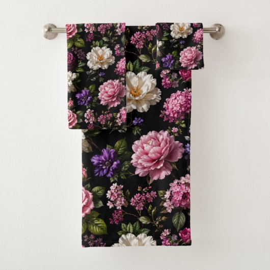 Zwarte Fluwelen Roos Bad Handdoek (Insitu)