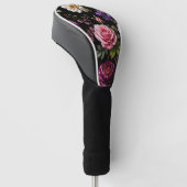 Zwarte Fluwelen Roos Golfheadcover (Schuin)