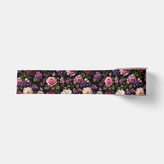 Zwarte Fluwelen Roos Grosgrain Lint (Voorkant)