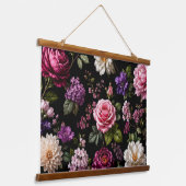 Zwarte Fluwelen Roos Hangend Wandkleed (Gebogen)