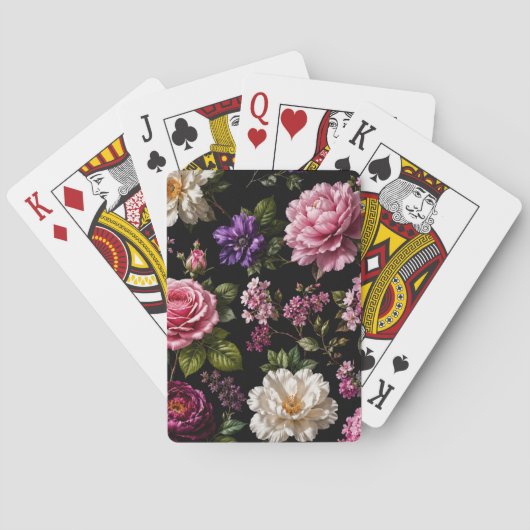 Zwarte Fluwelen Roos Pokerkaarten (Achterkant)