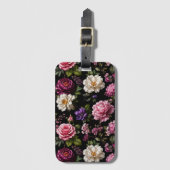 Zwarte Fluwelen Rozen Bagagelabel (Voorkant (verticaal))
