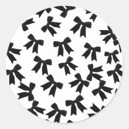 Zwarte Fluwelen Strik Elegant Chique Verjaardagsfe Ronde Sticker
