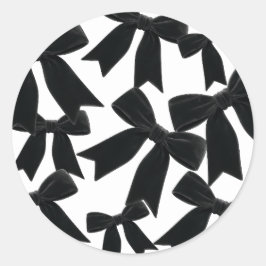 Zwarte Fluwelen Strik Elegante Chique Verjaardagsf Ronde Sticker