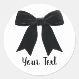Zwarte Fluwelen Strik Elegante Chique Verjaardagsf Ronde Sticker