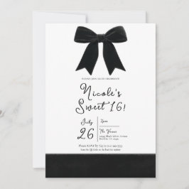 Zwarte Fluwelen Strik Elegante Luxe Sweet 16 Foto  Kaart