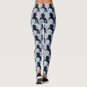 Zwarte fokpaarden op blauwe kant leggings (Achterkant)