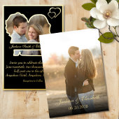 Zwarte Folie bruid en bruidegom vorm foto bruiloft Uitnodiging