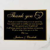 Zwarte Folie Elegante Fotobruiloft Dankjewel Kaart (Voorkant)