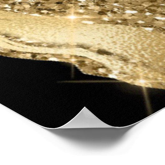 Zwarte Folie en Gouden Glitter Agate Bruiloft Welk Poster (Hoek)