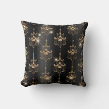 Zwarte Folie en Gouden Glitter Glam Kroonluchters