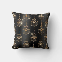 Zwarte Folie en Gouden Glitter Glam Kroonluchters Kussen