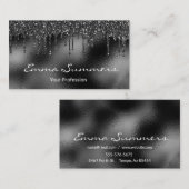 Zwarte Folie Glitter Druppelt Metaal Aanpassen Ele Visitekaartje (Voorkant / Achterkant)