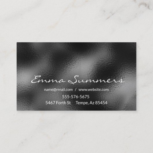 Zwarte Folie Glitter Druppelt Metaal Aanpassen Ele Visitekaartje (Achterkant)