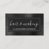 Zwarte Folie Modern legant geborsteld metaal Visitekaartje (Voorkant)