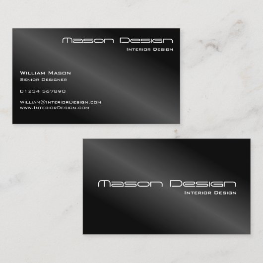 Zwarte Folie Modern Minimalistisch Visitekaartje (Voorkant / Achterkant)