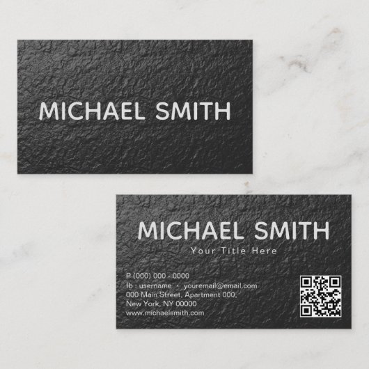 Zwarte Folie textuur QR-code Visitekaartje (Voorkant / Achterkant)
