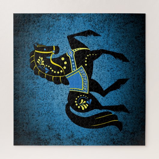 Zwarte folk Friesian/frisian horse stallion in bla Legpuzzel (Verticaal)