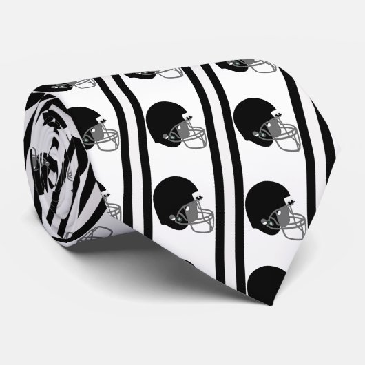 Zwarte Footballs helm op witte stropdas (Opgerold)
