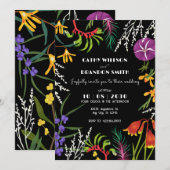 Zwarte foral tropische Natuur bruiloft Kaart (Voorkant / Achterkant)