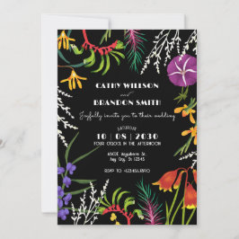 Zwarte foral tropische Natuur bruiloft Kaart