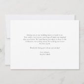 Zwarte formele bloeiende schrift bruiloft bedankkaart (Achterkant)