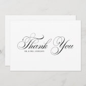Zwarte Formele Bloeiende Script Bruiloft Bedankkaart (Voorkant / Achterkant)
