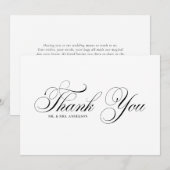 Zwarte formele bloeiende scriptuur bruiloft bedankkaart (Voorkant / Achterkant)