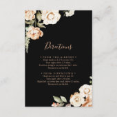 Zwarte formele koninklijke bloemige huwelijksricht informatiekaartje (Voorkant)