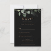 Zwarte formele minimale Eucalyptus Wedding RSVP-Ka RSVP Kaartje (Voorkant)