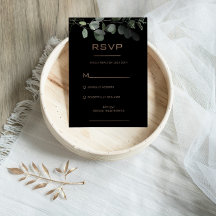 Zwarte formele minimale Eucalyptus Wedding RSVP-Ka