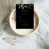 Zwarte formele minimale Eucalyptus Wedding RSVP-Ka RSVP Kaartje