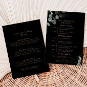 Zwarte formele minimale eucalyptusbruiloft kaart