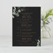 Zwarte formele minimale eucalyptusbruiloft kaart (Staand voorkant)