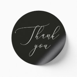 Zwarte formele trouwkaart bedanken | Elegant schri Ronde Sticker