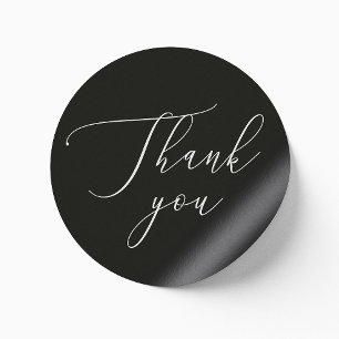Zwarte formele trouwkaart bedanken Elegant schri Ronde Sticker