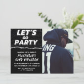 Zwarte foto 52e verjaardag uitnodigingen Mannen (Staand voorkant)