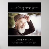 Zwarte foto-aankondiging rouwplechtigheid welkom poster (Voorkant)