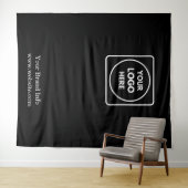 Zwarte foto achtergrond | Aangepaste Logo Business Wandkleed (In Situ (horizontaal))