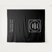 Zwarte foto achtergrond | Aangepaste Logo Business Wandkleed (Voorkant (horizontaal))
