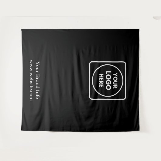 Zwarte foto achtergrond | Aangepaste Logo Business Wandkleed (Voorkant (horizontaal))