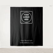 Zwarte foto achtergrond | Aangepaste Logo Business Wandkleed (Voorkant)