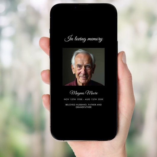 Zwarte foto begrafenisprogramma kaart