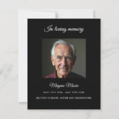 Zwarte foto begrafenisprogramma kaart (Voorkant)