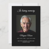 Zwarte foto begrafenisprogramma kaart (Voorkant)
