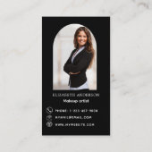 Zwarte foto boog Qr code social media premium Visitekaartje (Achterkant)