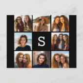 Zwarte foto collage aangepaste monogram briefkaart (Voorkant)