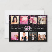 Zwarte foto collage verjaardag bedankkaart (Voorkant)