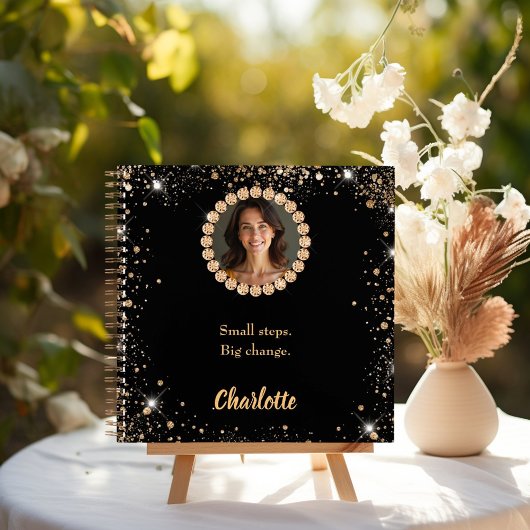 Zwarte foto diamanten inspirerend quote notitieboek